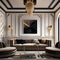 An elegant Art Deco-inspired lounge with geometric patterns, velvet sofas, and gilded accents2