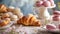 An elegant assortment of baked goods with golden croissants