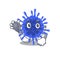 An elegant bacteria coronavirus in a Doctor Cartoon character with tools