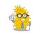 An elegant bacteria spirilla Businessman mascot design wearing glasses and tie