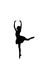 Elegant ballerina silhouette of a young ballet dancing girl on pointe shoes in attitude derriere isolated on a white background