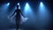 Elegant ballerina in white tutu dancing classical ballet. Slow motion.