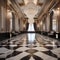 An elegant ballroom with crystal chandeliers, marble floors, and grandiose architecture2