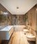 Elegant bathroom in precious marble