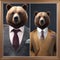 An elegant bear in formal wear, posing for a portrait with a calm demeanor1