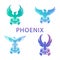 Elegant Beautiful Modern Logo Vector 4 Collection Modern Flying Vertical Phoenix