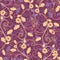 Elegant and beautiful seamless pattern with leaves, flowers and cute swirls. Autumn background. Great for fall themed banners,