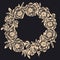 Elegant beige on black lace flowers wreath