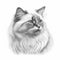 Elegant Birman Cat Sketch Coloring Page - Artistic Feline Illustration.