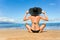 elegant Black bikini woman beach