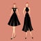 Elegant black dress for twins girl
