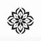 Elegant Black Flower Icon On White Background: Organic Minimalism And Intricate Patterns