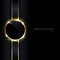 Elegant Black Glossy Circles Golden Border Rounded Label on Dark Background. Luxury Style