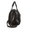 Elegant black leather woman`s handbag sewn from intertwined leather, isolated on white background, Women`s Fashion Bags