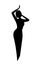 Elegant black silhouette of a woman or a girl with a fine beautiful waist and short hair. logo for beauty salon