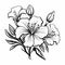 Elegant Black And White Azalea Flower Illustration In Tropical Symbolism Style