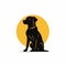 Elegant Black And Yellow Dog Icon In Precise Draftsmanship