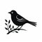 Elegant Blackbird Silhouette On Branch - Vector Illustration
