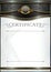 An elegant blank form for creating certificates. With blue black on a gold background.