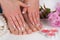 Elegant Bliss: French Manicure and Pedicure in a Serene Spa Setting