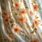 Elegant blooms dance on curtain in radiant sunlight ambiance