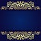 Elegant blue Background with floral golden Borders.