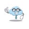 An elegant blue cloud Businessman mascot design wearing glasses and tie