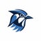 Elegant Blue Jay Bird Logo On White Background - Minimalistic 2d Design