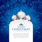 Elegant blue merry christmas design with silver balls