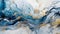 Elegant blue white and gold marble acrylic flow illustation, abstract background. Generavie AI