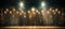 Elegant blurred bokeh effect sparkling chandeliers grand curtain on broadway theater stage