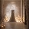 An elegant bridal boutique with a 3D lace wall texture