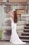 Elegant bride woman wedding portrait, vogue style photo. Fashion