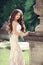 Elegant bride woman wedding portrait, vogue style photo. Fashion