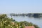 Elegant bridge over the Danube with green banks