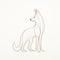 Elegant Bronze And Beige Fox Drawing On White Background