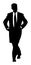 Elegant business man. Confident leader standing. Businessman go to work silhouette illustration.