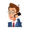 Elegant businessman calling with smartphone comic character icon