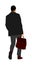 Elegant businessman go to work vector illustration. Handsome man in suite with suitcase. Man walking. Young yuppie lawyer.