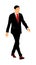 Elegant businessman go to work vector illustration. Handsome man in suite and tie. Man walking. Young yuppie lawyer. Secret agent,