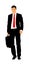 Elegant businessman go to work vector illustration. Handsome man in suite and tie with suitcase. Man walking. Young yuppie lawyer.