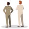 elegant businessmen with back possition characters