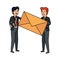 Elegant businessmen with envelope characters