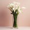 Elegant calla lilies in a tall vase. Mother\\\'s Day Flowers Design concept