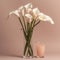 Elegant calla lilies in a tall vase. Mother\\\'s Day Flowers Design concept