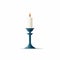 Elegant Candle Icon In Dark Turquoise And Navy - Classic Still Life Composition