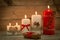 Elegant candles decorated for Christmas