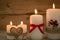 Elegant candles decorated for Christmas