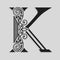 Elegant Capital letter K. Graceful style. Calligraphic Beautiful Logo. Vintage Drawn Emblem for Book Design, Brand Name, Business