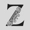 Elegant Capital letter Z. Graceful style. Calligraphic Beautiful Logo. Vintage Drawn Emblem for Book Design, Brand Name, Business